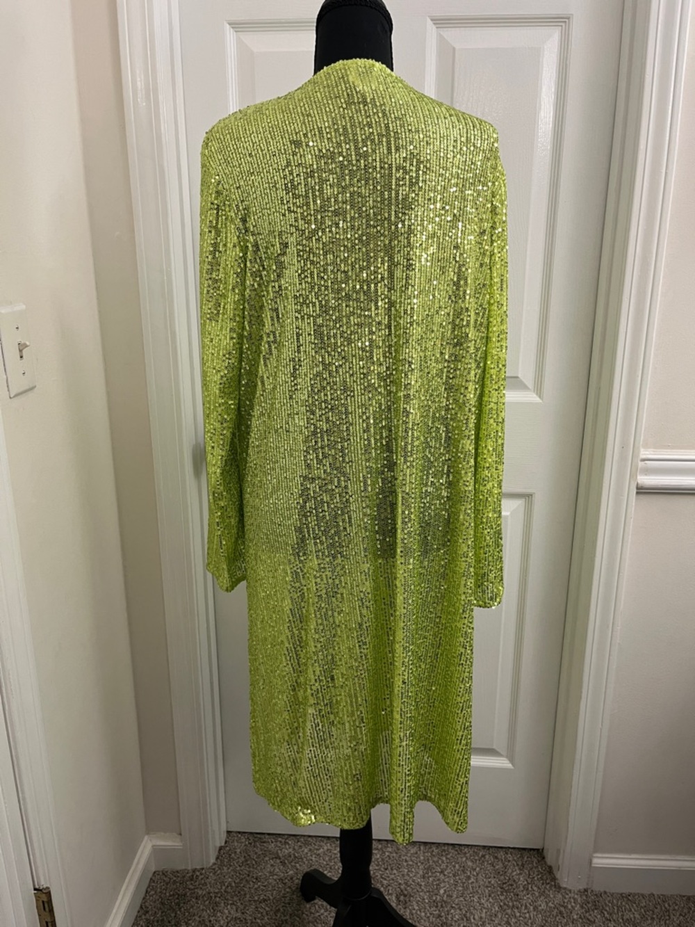 Anne Klein Lime Sequin Open Cardigan w/ Matching Tank - Picture 8 of 9